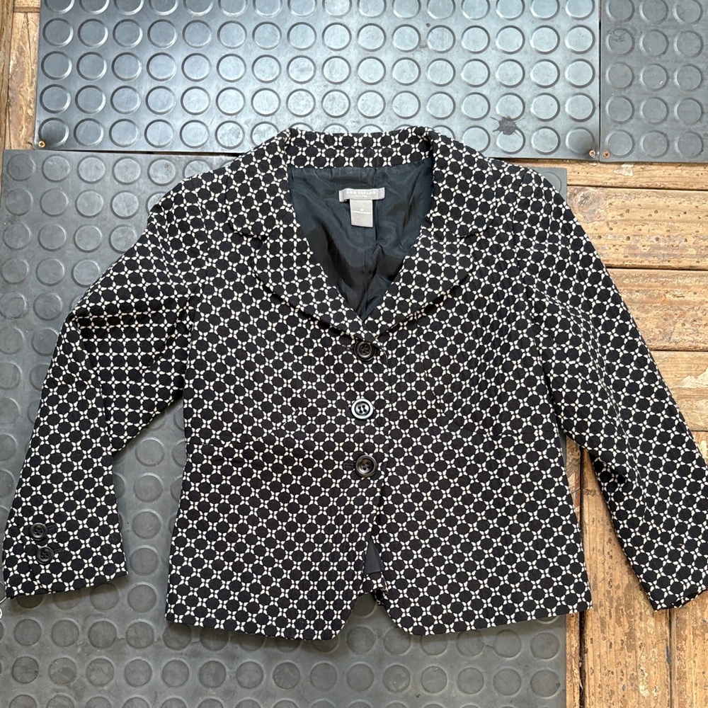 Ann Taylor Black and White Geometric Blazer - Picture 1 of 4